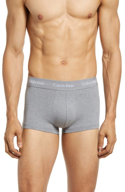 Calvin Klein 3-pack Stretch Cotton Trunks In Storm Cloud