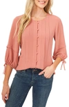 Cece Pintuck Tie Sleeve Blouse In Antique Rose