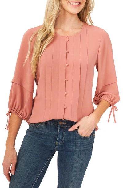 Cece Pintuck Tie Sleeve Blouse In Antique Rose
