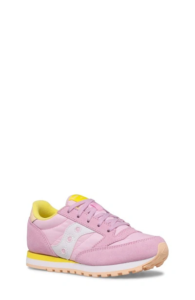 Saucony Kids' Jazz Original Sneaker In Pink/ Yellow/ Peach