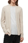 Allsaints Mode Merino Open Ramskull Cardigan In Oat Taupe