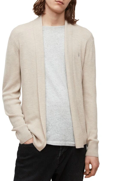 Allsaints Mode Merino Open Ramskull Cardigan In Oat Taupe