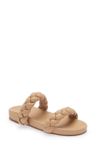 Kaanas Coco Braided Slide Sandal In Beige