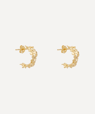 Alex Monroe Gold-plated Sprouting Rosette Huggie Hoop Earrings