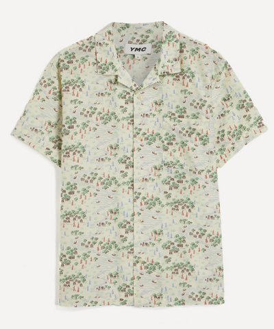 Ymc You Must Create Malick Printed Cotton-blend Short-sleeved Shirt In Multi