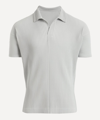 Issey Miyake Ribbed V-neck Polo Shirt With Striped Pattern In Light Grey