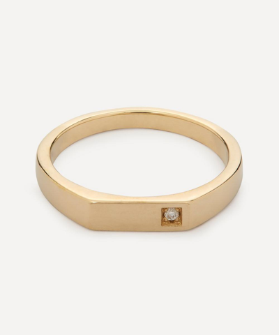 Miansai Thin Geo 14ct Yellow-gold-plated Sterling-silver And 0.015ct Brilliant-cut Diamond Ring
