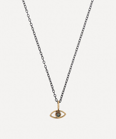 Acanthus Oxidised Silver Opal Eye Amulet Charm Pendant Necklace In Silver, Gold