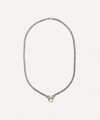 Acanthus Oxidised Silver Double Hand Charm Holder Chain Necklace In Silver