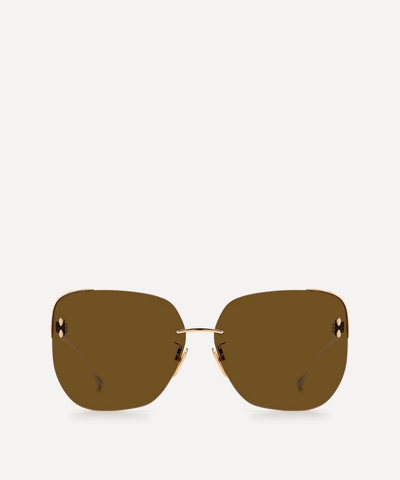 Isabel Marant Rectangular Metal Sunglasses In Brown, Rose Gold