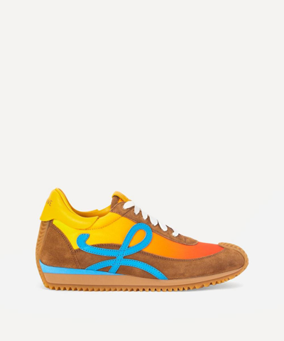 Loewe Flow Colorblock Retro Runner Sneakers In Blue/tan