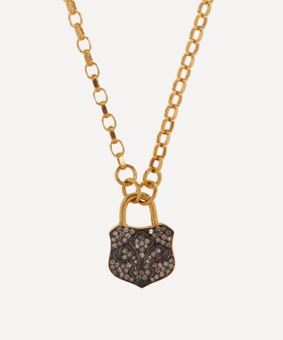 Kirstie Le Marque 9ct Gold-plated Diamond Chunky Lock Pendant Necklace