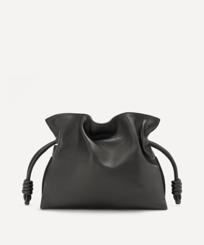 Loewe Women's Mini Flamenco Leather Chain Clutch Bag In Black