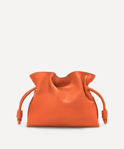 Loewe Women's Mini Flamenco Leather Chain Clutch Bag In Orange