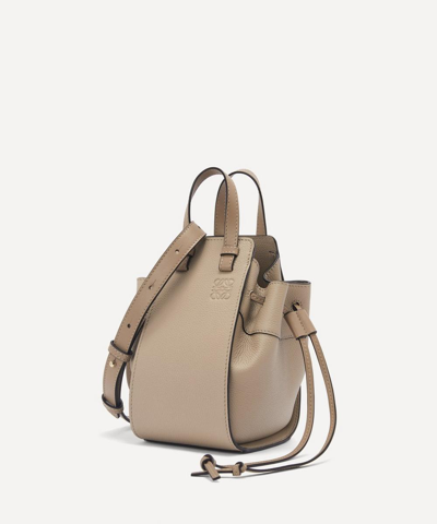 Loewe Mini Hammock Drawstring Leather Bag In Sand