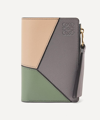 Loewe Puzzle Slim Zip Bifold Leather Wallet In Grey