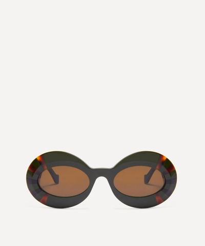 Loewe Oversized Oval Acetate Sunglasses In Khaki/havana