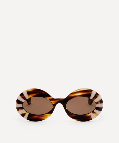 Loewe Oversized Oval Acetate Sunglasses In Havana/cotton Candy