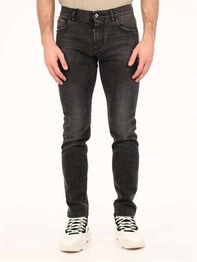 Dolce & Gabbana Stretch Skinny Jeans Gray In Nero