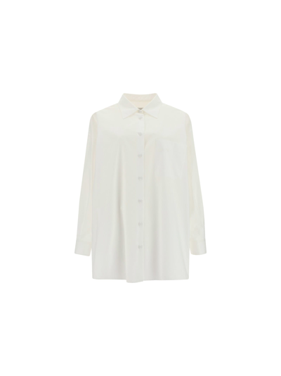 Valentino Gathered Oversized Cotton-poplin Shirt In White