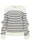 RED VALENTINO STRIPED SWEATER WITH RUFFLES RED VALENTINO