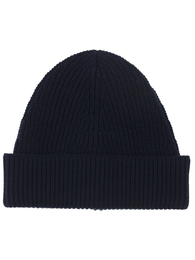 Maison Margiela Navy Alpaca Four-stitches Beanie In Blue