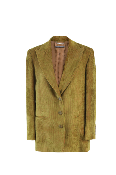 Alberta Ferretti Corduroy Classic Jacket In Green