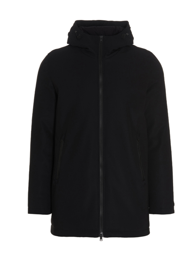 Herno Zipped Hooded Padded Coat In Black
