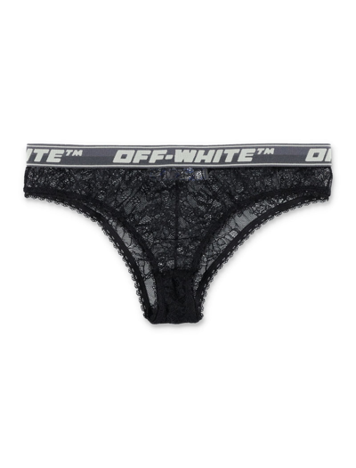 Off-white Off White Lace Slip In Nero