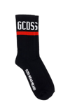 Gcds Ribbed Contrast Logo Socks In Black