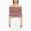 VALENTINO NAVY BLUE, RED AND IVORY-COLOURED BOAT NECK jumper