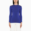 Saint Laurent Viscose Knit Sweater W/ Hook Details In Blue