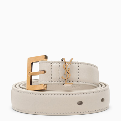 Saint Laurent Monogram Cream Belt 2 Cm In White