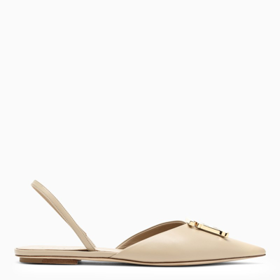 Burberry Light Pink Tb Ballerinas In Beige