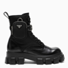 PRADA PRADA | BLACK BRUSHED LEATHER AND NYLON MONOLITH BOOTS,2UE007D0023LFR/L_PRADA-F0002_604-9.5