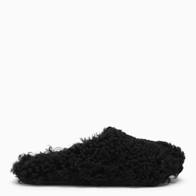 Marni Black Sheepskin Fussbett Mules