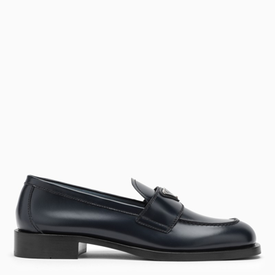 Prada Blue Brushed Leather Loafers