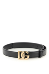 Dolce & Gabbana Smooth Calfskin Logo Belt In 80999 Nero