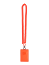 Dolce & Gabbana Leather Card Holder With Shoulder Strap In Arancio Fluo