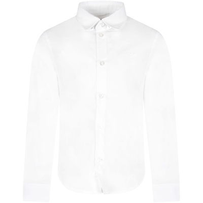 Armani Collezioni Kids' White Shirt For Boy With Iconic Eagle
