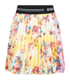 Msgm Multicolored Pleated Skirt With Floral Print In Multicolor