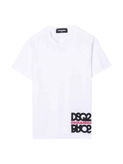 Dsquared2 White Teen T-shirt With Print Dsquared Kids In Bianco