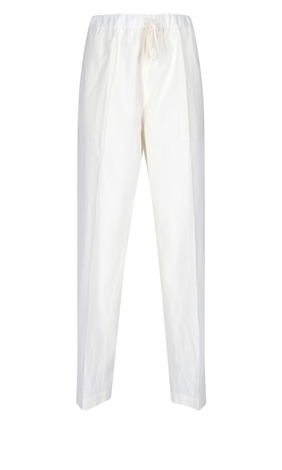 Mm6 Maison Margiela Drawstring Trousers In Bianco