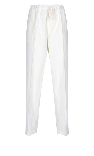 Mm6 Maison Margiela Drawstring Straight-leg Trousers In White