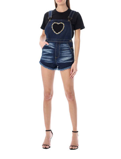 Area Heart Cutout Overall In Indigo Washed