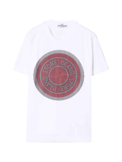 Stone Island Junior Teen Logo-print Cotton T-shirt In Bianca