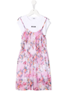 MSGM KIDS PINK FLORAL DRESS WITH WHITE T-SHIRT
