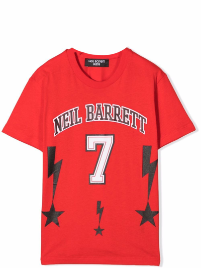 Neil Barrett Teen Logo-print T-shirt In Rossa