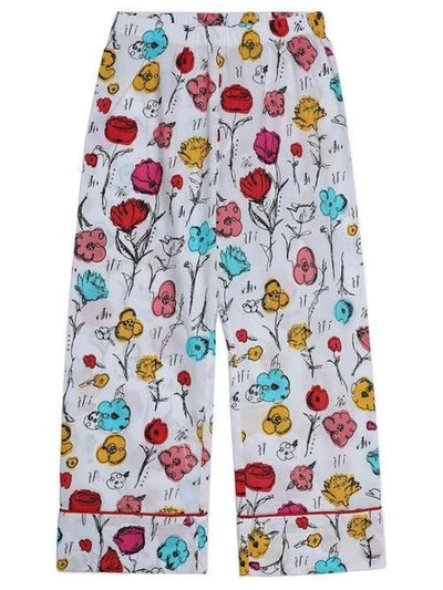 Marni Floral-print Cotton Straight-leg Trousers In Bianco