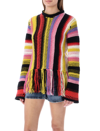 Chloé Fringed Bottom Crochet Sweater With Multicolor Motif